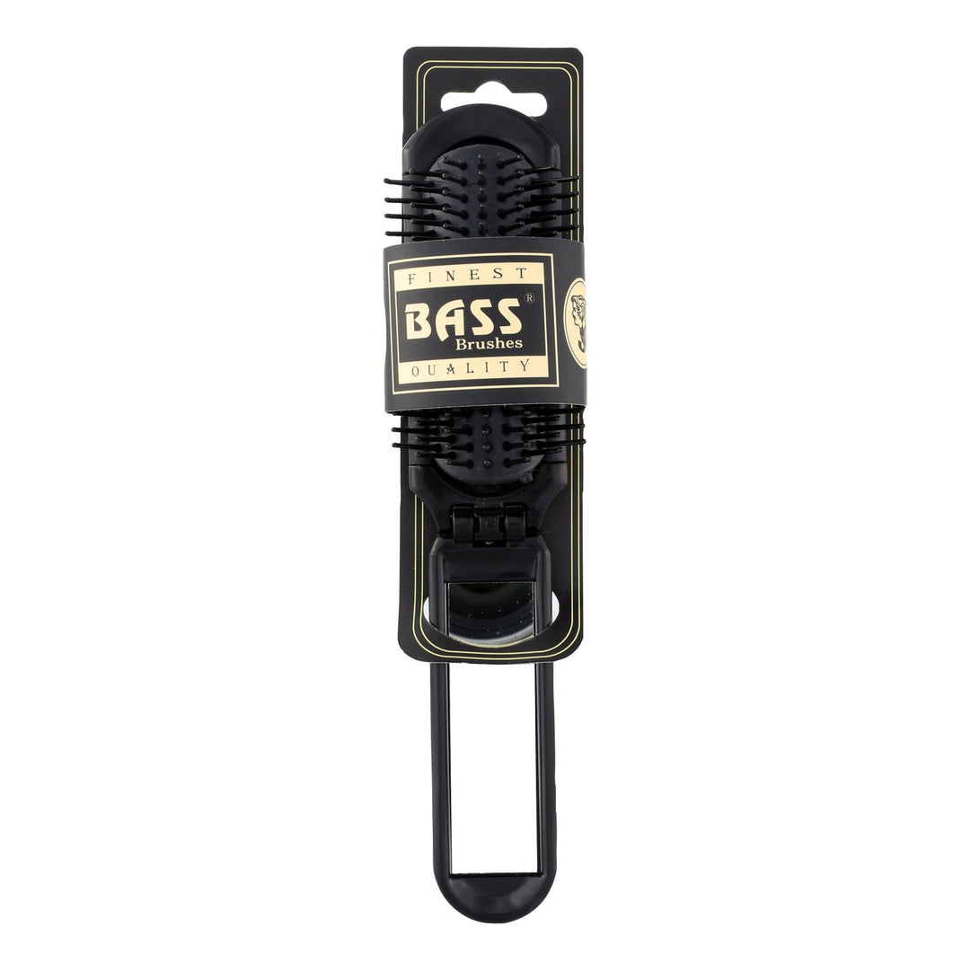 Bass Brushes - Nylon Bristle Brush - Fold-up With Mirror - 1 Count - Maras Green